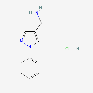 molecular formula C10H12ClN3 B3212912 [(1-Phenyl-1H-pyrazol-4-yl)methyl]amine hydrochloride CAS No. 1106959-86-7
