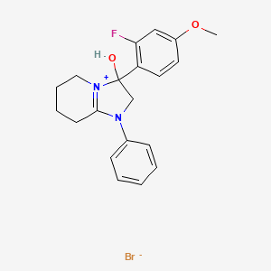 3-(2-Fluoro-4-methoxyphenyl)-3-hydroxy-1-phenyl-2,3,5,6,7,8-hexahydroimidazo[1,2-a]pyridin-1-ium bromide