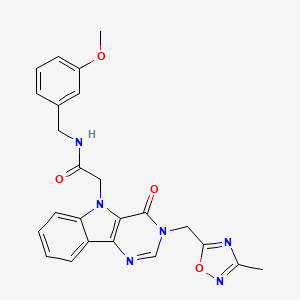 molecular formula C24H22N6O4 B3213139 N-(3-methoxybenzyl)-2-(3-((3-methyl-1,2,4-oxadiazol-5-yl)methyl)-4-oxo-3H-pyrimido[5,4-b]indol-5(4H)-yl)acetamide CAS No. 1112010-43-1