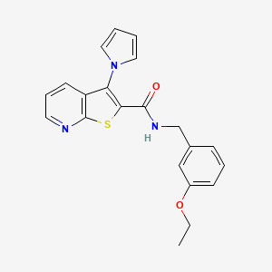 molecular formula C21H19N3O2S B3213161 N-(3-ethoxybenzyl)-3-(1H-pyrrol-1-yl)thieno[2,3-b]pyridine-2-carboxamide CAS No. 1112279-66-9
