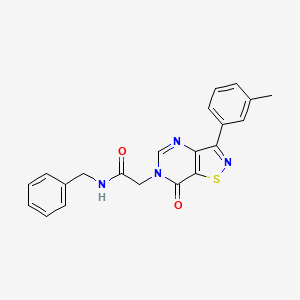 molecular formula C21H18N4O2S B3213225 3-{[(2-chloro-4-fluorobenzyl)oxy]methyl}-1-methyl-5-[(3-methylphenyl)sulfonyl]-4,5,6,7-tetrahydro-1H-pyrazolo[4,3-c]pyridine CAS No. 1113121-35-9