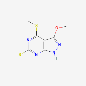 molecular formula C8H10N4OS2 B3213230 3-methoxy-4,6-bis(methylthio)-1H-pyrazolo[3,4-d]pyrimidine CAS No. 111375-42-9