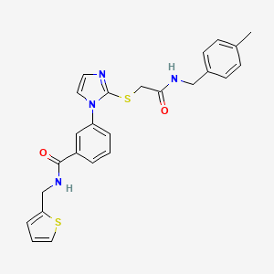 molecular formula C25H24N4O2S2 B3213311 3-(2-((2-((4-methylbenzyl)amino)-2-oxoethyl)thio)-1H-imidazol-1-yl)-N-(thiophen-2-ylmethyl)benzamide CAS No. 1115403-53-6