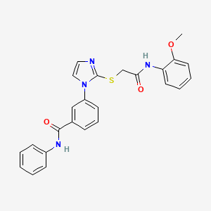 molecular formula C25H22N4O3S B3213331 3-(2-((2-((2-methoxyphenyl)amino)-2-oxoethyl)thio)-1H-imidazol-1-yl)-N-phenylbenzamide CAS No. 1115565-38-2