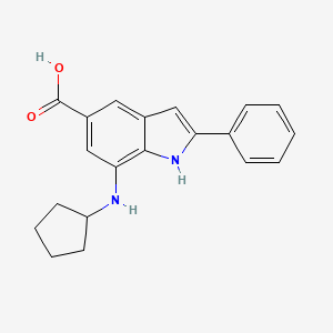 molecular formula C20H20N2O2 B3213537 7-(Cyclopentylamino)-2-phenyl-1H-indole-5-carboxylic acid CAS No. 1120332-41-3