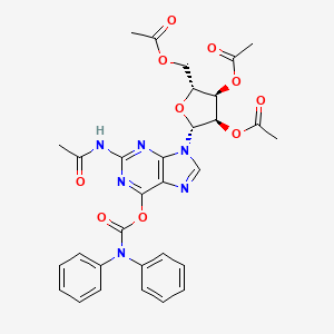molecular formula C31H30N6O10 B3213628 N-Acetyl-guanosine2',3',5'-Triacetate6-(N,N-Diphenylcarbamate) CAS No. 112233-75-7