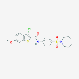 N-[4-(azepan-1-ylsulfonyl)phenyl]-3-chloro-6-methoxy-1-benzothiophene-2-carboxamide