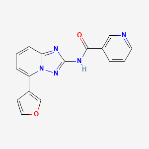 molecular formula C16H11N5O2 B3213691 N-(5-(furan-3-yl)-[1,2,4]triazolo[1,5-a]pyridin-2-yl)nicotinamide CAS No. 1124380-72-8