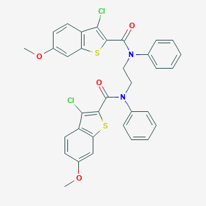 molecular formula C34H26Cl2N2O4S2 B321375 3-chloro-N-(2-{[(3-chloro-6-methoxy-1-benzothien-2-yl)carbonyl]anilino}ethyl)-6-methoxy-N-phenyl-1-benzothiophene-2-carboxamide 