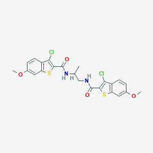 molecular formula C23H20Cl2N2O4S2 B321376 3-chloro-N-(2-{[(3-chloro-6-methoxy-1-benzothien-2-yl)carbonyl]amino}-1-methylethyl)-6-methoxy-1-benzothiophene-2-carboxamide 