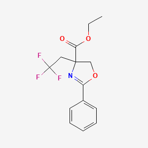 molecular formula C14H14F3NO3 B3213761 Ethyl 2-phenyl-4-(2,2,2-trifluoroethyl)-4,5-dihydrooxazole-4-carboxylate CAS No. 1126530-82-2