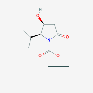 molecular formula C12H21NO4 B3213800 (4S,5S)-1-(tert-Butyloxycarbonyl)-4-hydroxy-5-isopropylpyrrolidine-2-one CAS No. 112711-95-2