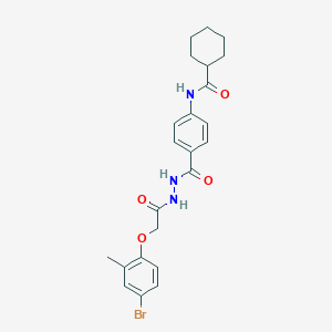 molecular formula C23H26BrN3O4 B321382 N-[4-({2-[(4-bromo-2-methylphenoxy)acetyl]hydrazino}carbonyl)phenyl]cyclohexanecarboxamide 