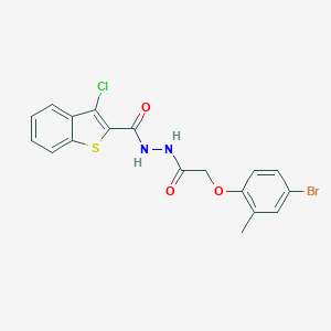 molecular formula C18H14BrClN2O3S B321393 N'-[(4-bromo-2-methylphenoxy)acetyl]-3-chloro-1-benzothiophene-2-carbohydrazide 