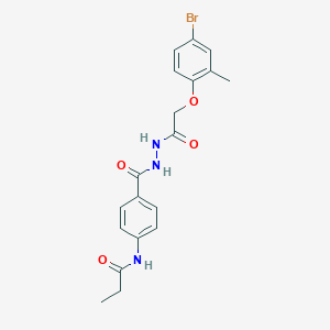 molecular formula C19H20BrN3O4 B321395 N-[4-({2-[(4-bromo-2-methylphenoxy)acetyl]hydrazino}carbonyl)phenyl]propanamide 