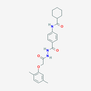 molecular formula C24H29N3O4 B321397 N-[4-({2-[(2,5-dimethylphenoxy)acetyl]hydrazino}carbonyl)phenyl]cyclohexanecarboxamide 