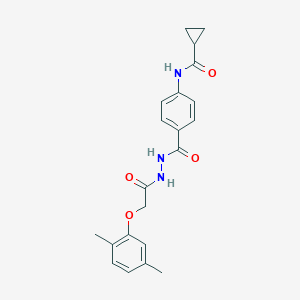 molecular formula C21H23N3O4 B321398 N-[4-({2-[(2,5-dimethylphenoxy)acetyl]hydrazino}carbonyl)phenyl]cyclopropanecarboxamide 