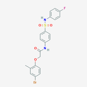 molecular formula C21H18BrFN2O4S B321400 2-(4-bromo-2-methylphenoxy)-N-{4-[(4-fluoroanilino)sulfonyl]phenyl}acetamide 