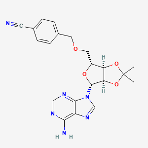 molecular formula C21H22N6O4 B3214048 4-((((3aR,4R,6R,6aR)-6-(6-amino-9H-purin-9-yl)-2,2-dimethyltetrahydrofuro[3,4-d][1,3]dioxol-4-yl)methoxy)methyl)benzonitrile CAS No. 1134156-51-6