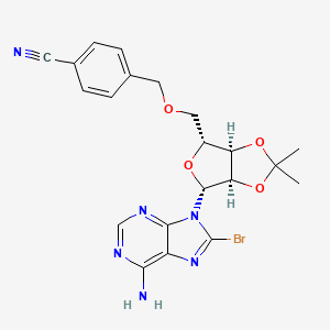 molecular formula C21H21BrN6O4 B3214049 4-((((3AR,4R,6R,6aR)-6-(6-amino-8-bromo-9H-purin-9-yl)-2,2-dimethyltetrahydrofuro[3,4-d][1,3]dioxol-4-yl)methoxy)methyl)benzonitrile CAS No. 1134156-53-8