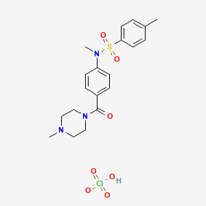 molecular formula C20H26ClN3O7S B3214130 N,4-dimethyl-N-(4-(4-methylpiperazine-1-carbonyl)phenyl)benzenesulfonamide perchlorate CAS No. 1135018-63-1