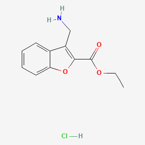 molecular formula C12H14ClNO3 B3214156 Ethyl 3-(aminomethyl)-1-benzofuran-2-carboxylate hydrochloride CAS No. 1135105-75-7