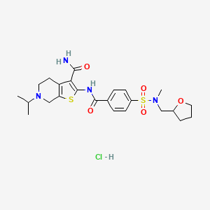molecular formula C24H33ClN4O5S2 B3214168 6-isopropyl-2-(4-(N-methyl-N-((tetrahydrofuran-2-yl)methyl)sulfamoyl)benzamido)-4,5,6,7-tetrahydrothieno[2,3-c]pyridine-3-carboxamide hydrochloride CAS No. 1135199-25-5