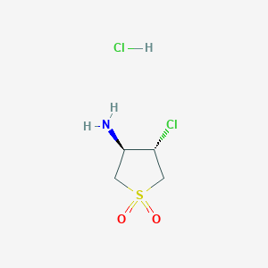 molecular formula C4H9Cl2NO2S B3214337 rel-(3R,4S)-3-Amino-4-chlorotetrahydrothiophene 1,1-dioxide hydrochloride CAS No. 114145-47-0