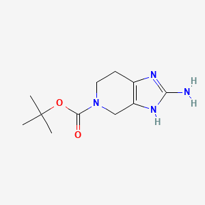 molecular formula C11H18N4O2 B3214339 5H-Imidazo[4,5-c]pyridine-5-carboxylic acid, 2-amino-3,4,6,7-tetrahydro-, 1,1-dimethylethyl ester CAS No. 1141669-72-8