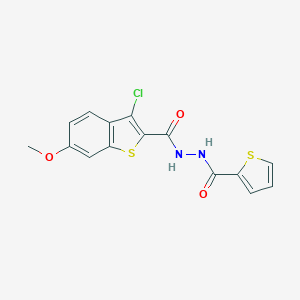 molecular formula C15H11ClN2O3S2 B321437 3-chloro-6-methoxy-N'-(thien-2-ylcarbonyl)-1-benzothiophene-2-carbohydrazide 