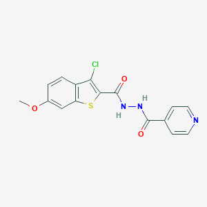 molecular formula C16H12ClN3O3S B321438 3-chloro-N'-isonicotinoyl-6-methoxy-1-benzothiophene-2-carbohydrazide 