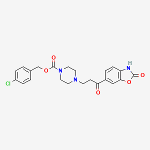 molecular formula C22H22ClN3O5 B3214425 4-Chlorobenzyl 4-(3-oxo-3-(2-oxo-2,3-dihydrobenzo[d]oxazol-6-yl)propyl)piperazine-1-carboxylate CAS No. 1144035-02-8