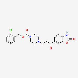 molecular formula C22H22ClN3O5 B3214431 2-Chlorobenzyl 4-(3-oxo-3-(2-oxo-2,3-dihydrobenzo[d]oxazol-6-yl)propyl)piperazine-1-carboxylate CAS No. 1144035-22-2