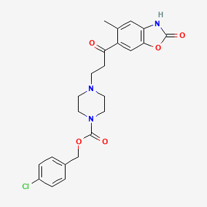 4-Chlorobenzyl 4-(3-(5-methyl-2-oxo-2,3-dihydrobenzo[d]oxazol-6-yl)-3-oxopropyl)piperazine-1-carboxylate