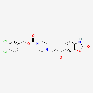 molecular formula C22H21Cl2N3O5 B3214448 3,4-Dichlorobenzyl 4-(3-oxo-3-(2-oxo-2,3-dihydrobenzo[d]oxazol-6-yl)propyl)piperazine-1-carboxylate CAS No. 1144035-45-9