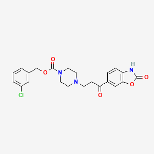 molecular formula C22H22ClN3O5 B3214449 3-Chlorobenzyl 4-(3-oxo-3-(2-oxo-2,3-dihydrobenzo[d]oxazol-6-yl)propyl)piperazine-1-carboxylate CAS No. 1144035-51-7