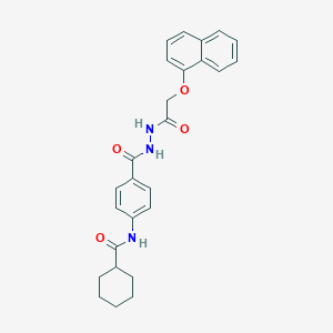 molecular formula C26H27N3O4 B321445 N-[4-({2-[(1-naphthyloxy)acetyl]hydrazino}carbonyl)phenyl]cyclohexanecarboxamide 