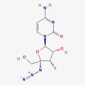 molecular formula C9H11FN6O4 B3214524 4'-C-azido-3'-deoxy-3'-fluoro-Cytidine CAS No. 1145869-46-0