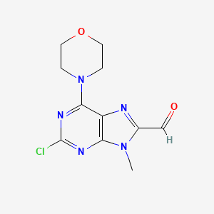 molecular formula C11H12ClN5O2 B3214635 2-氯-9-甲基-6-吗啉-9H-嘌呤-8-甲醛 CAS No. 1148003-33-1