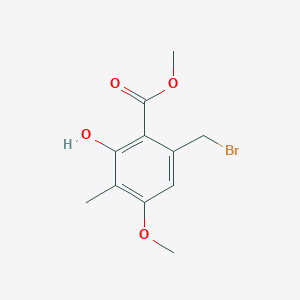 molecular formula C11H13BrO4 B3214676 Methyl 6-(bromomethyl)-2-hydroxy-4-methoxy-3-methylbenzoate CAS No. 114973-01-2
