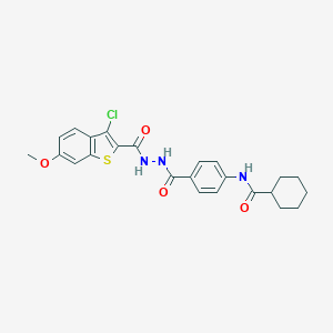 N-[4-({2-[(3-chloro-6-methoxy-1-benzothien-2-yl)carbonyl]hydrazino}carbonyl)phenyl]cyclohexanecarboxamide