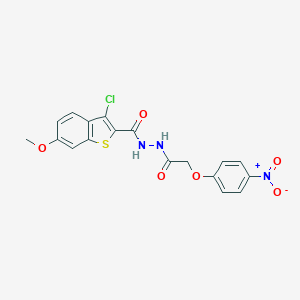 3-chloro-6-methoxy-N'-[(4-nitrophenoxy)acetyl]-1-benzothiophene-2-carbohydrazide