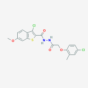 molecular formula C19H16Cl2N2O4S B321477 3-chloro-N'-[(4-chloro-2-methylphenoxy)acetyl]-6-methoxy-1-benzothiophene-2-carbohydrazide 