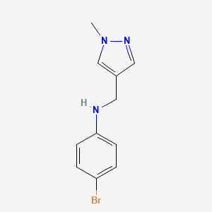 molecular formula C11H12BrN3 B3214770 4-bromo-N-[(1-methyl-1H-pyrazol-4-yl)methyl]aniline CAS No. 1152858-05-3