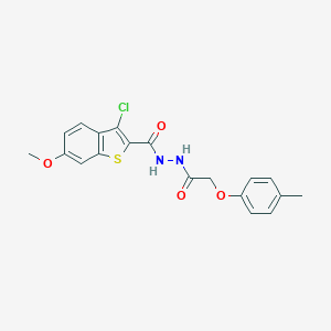 molecular formula C19H17ClN2O4S B321478 3-chloro-6-methoxy-N'-[(4-methylphenoxy)acetyl]-1-benzothiophene-2-carbohydrazide 