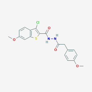 molecular formula C19H17ClN2O4S B321481 3-chloro-6-methoxy-N'-[(4-methoxyphenyl)acetyl]-1-benzothiophene-2-carbohydrazide 