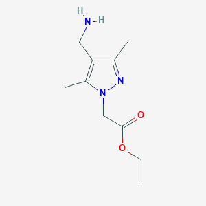 molecular formula C10H17N3O2 B3214943 Ethyl 2-(4-(aminomethyl)-3,5-dimethyl-1H-pyrazol-1-yl)acetate CAS No. 1155596-41-0