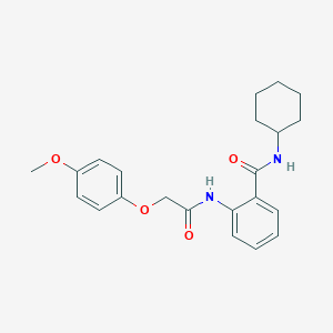molecular formula C22H26N2O4 B321513 N-cyclohexyl-2-{[(4-methoxyphenoxy)acetyl]amino}benzamide 