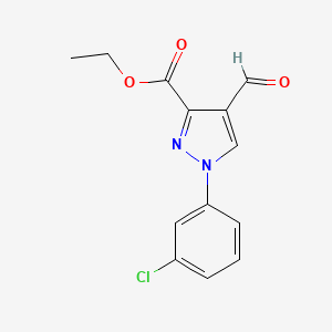 molecular formula C13H11ClN2O3 B3215130 Ethyl 1-(3-chlorophenyl)-4-formyl-1H-pyrazole-3-carboxylate CAS No. 1159691-57-2