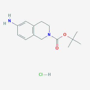 molecular formula C14H21ClN2O2 B3215249 tert-Butyl 6-amino-3,4-dihydroisoquinoline-2(1H)-carboxylate hydrochloride CAS No. 1159822-30-6